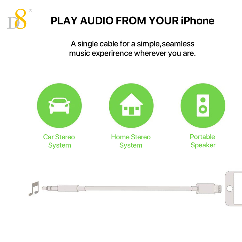 D8  Lightning  to 3.5mm Audio  - đánh giá và giá Wired Earphone Lightning